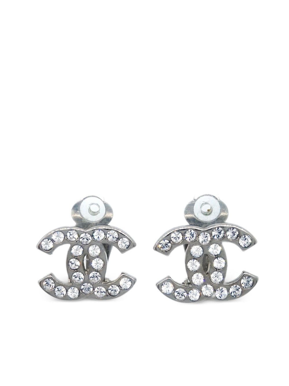 CHANEL Pre-Owned 2008 CC rhinestone clip-on earrings - Silver von CHANEL Pre-Owned