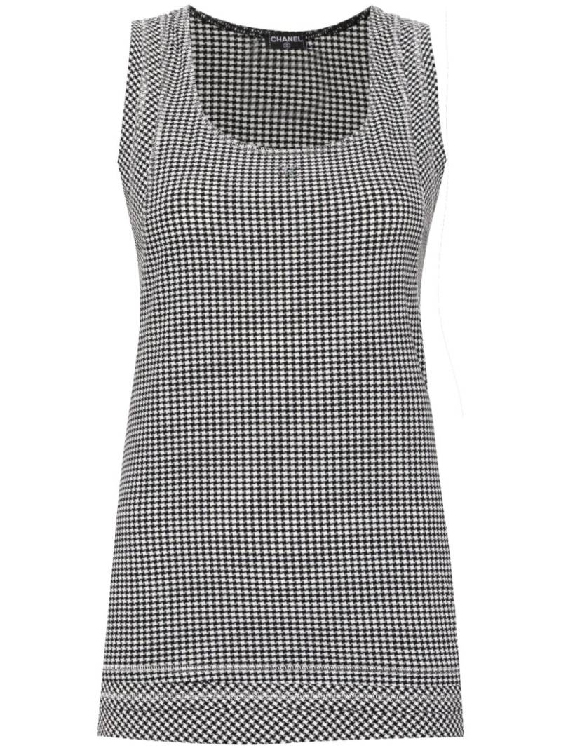 CHANEL Pre-Owned 2008 houndstooth-print tank top - Black von CHANEL Pre-Owned