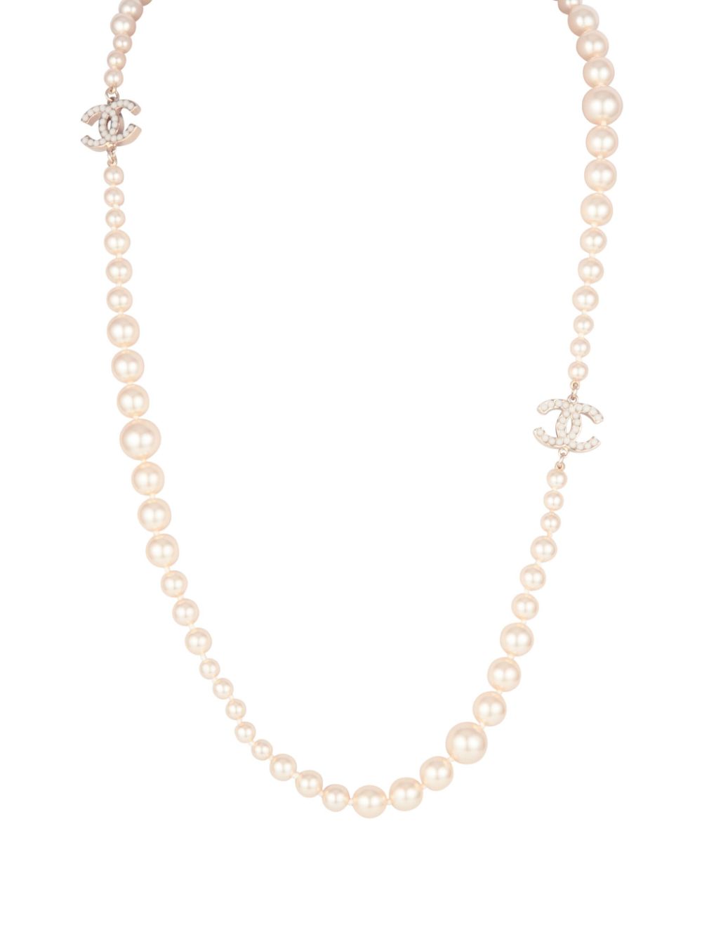 CHANEL Pre-Owned 2009 CC-detailing faux pearl necklace - White von CHANEL Pre-Owned