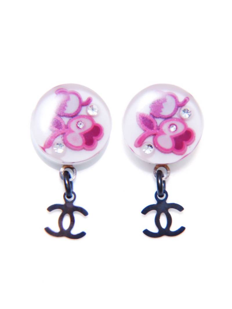 CHANEL Pre-Owned 2009 CC flower dangle earrings - Black von CHANEL Pre-Owned