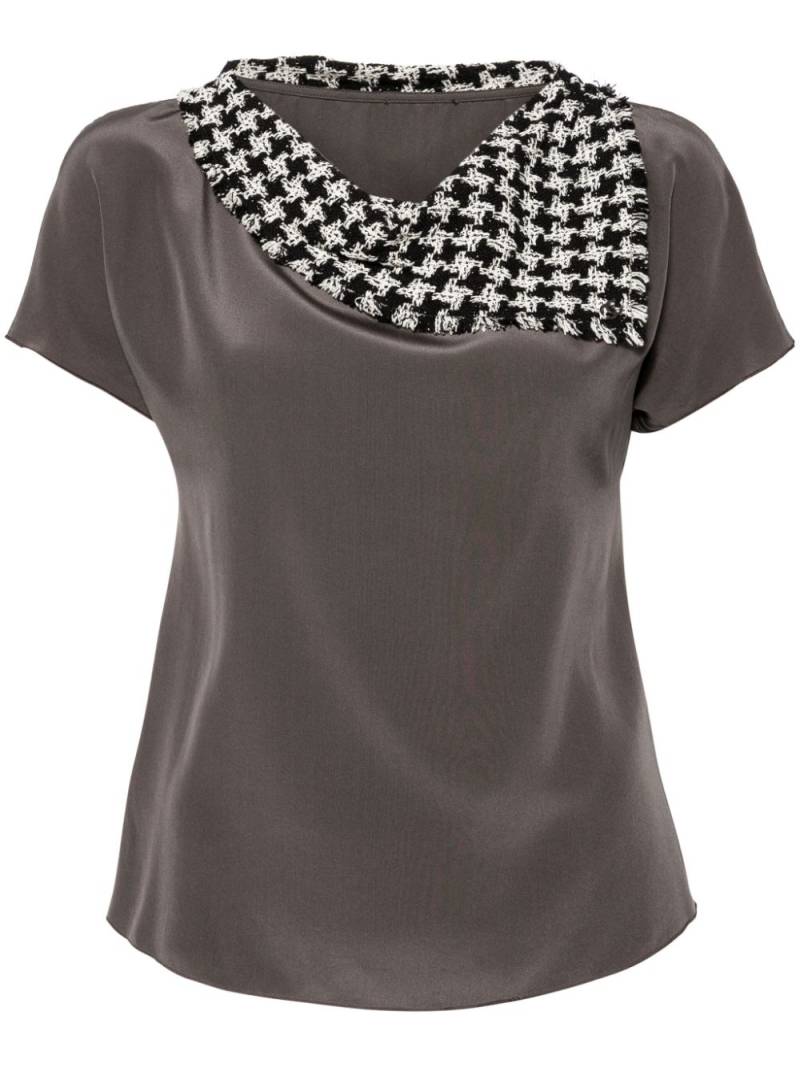 CHANEL Pre-Owned 2009 tweed-panel silk top - Grey von CHANEL Pre-Owned