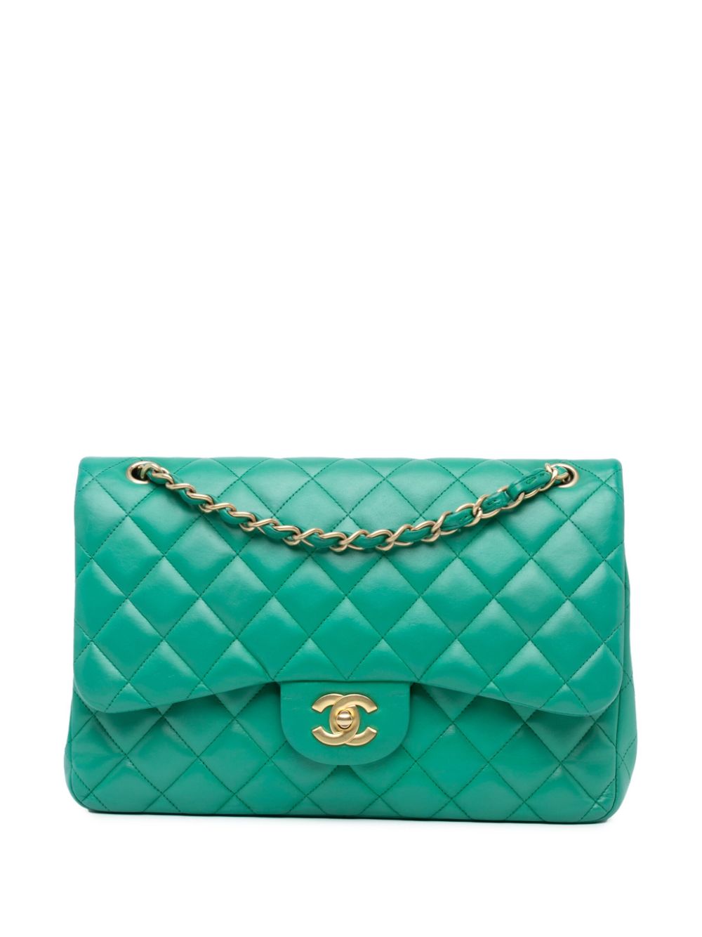 CHANEL Pre-Owned 2012-2013 Jumbo Classic Lambskin Double Flap shoulder bag - Green von CHANEL Pre-Owned