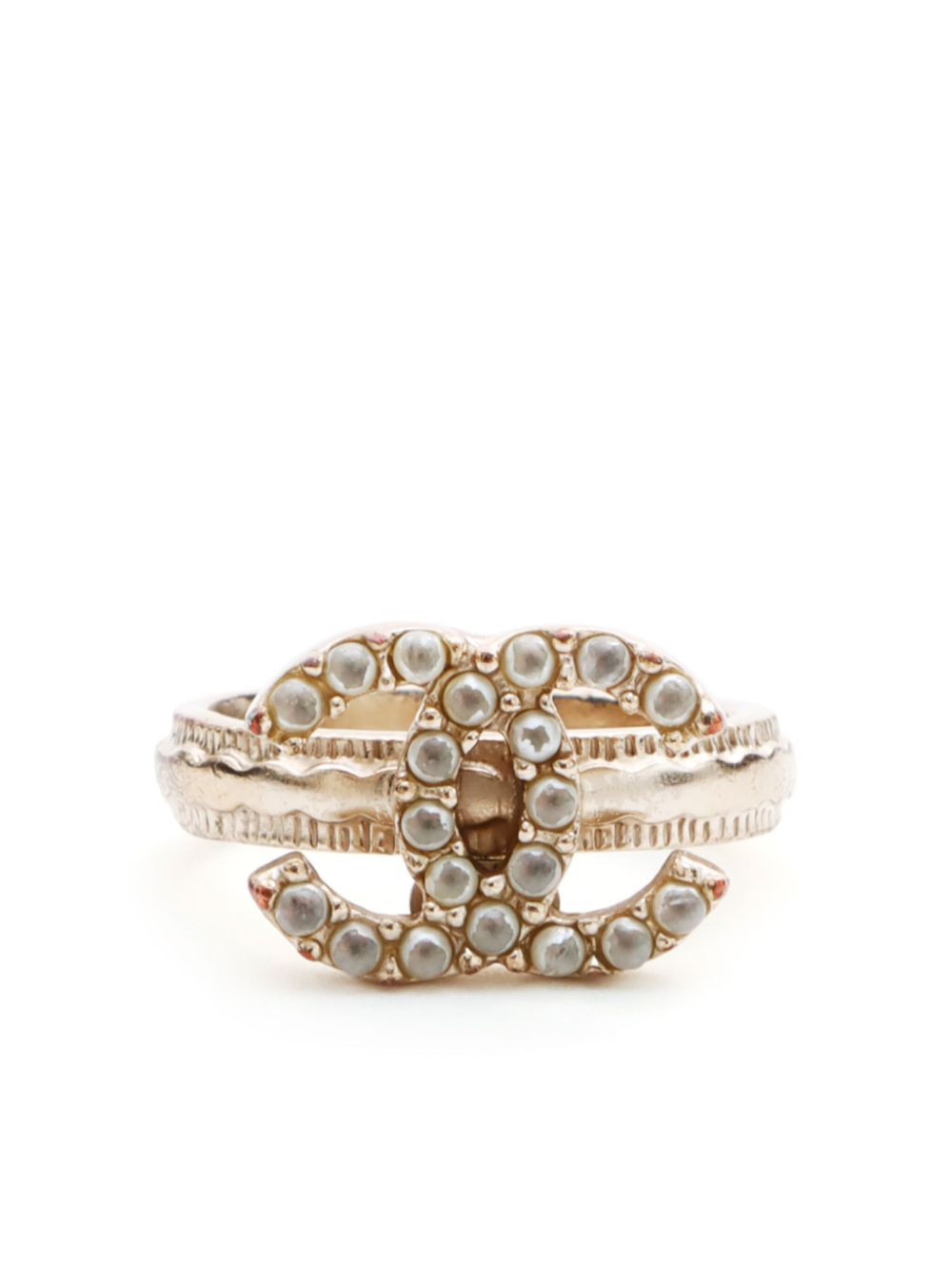 CHANEL Pre-Owned 2012 CC rhinestone-embellished ring - Gold von CHANEL Pre-Owned