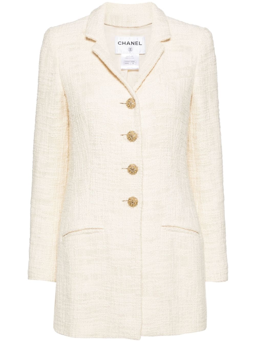 CHANEL Pre-Owned 2012 single-breasted tweed blazer - Neutrals von CHANEL Pre-Owned