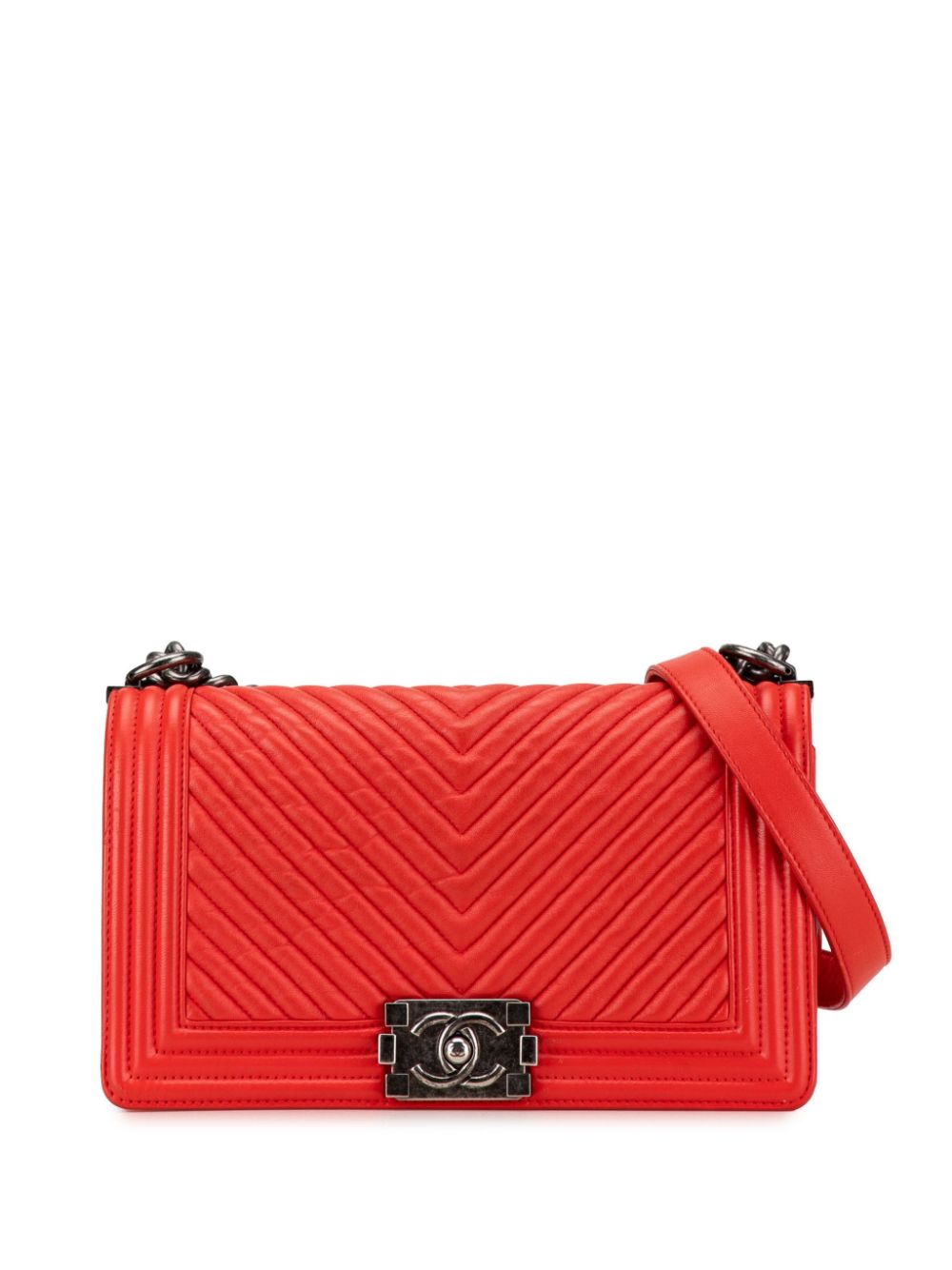 CHANEL Pre-Owned 2014-2015 Medium Chevron Lambskin Boy Flap crossbody bag - Orange von CHANEL Pre-Owned