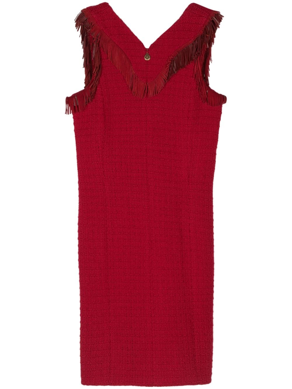 CHANEL Pre-Owned 2014 fringed wool tweed dress - Red von CHANEL Pre-Owned