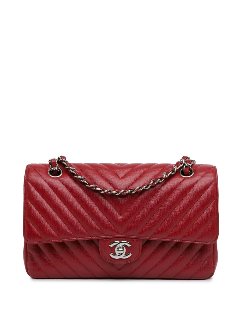 CHANEL Pre-Owned 2016-2017 Medium Classic Chevron Caviar Double Flap shoulder bag - Red von CHANEL Pre-Owned