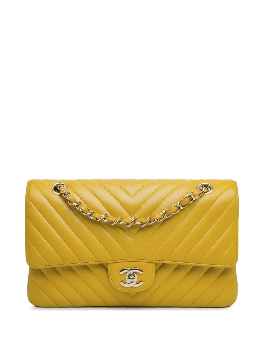 CHANEL Pre-Owned 2017-2018 Medium Classic Chevron Lambskin Double Flap shoulder bag - Yellow von CHANEL Pre-Owned