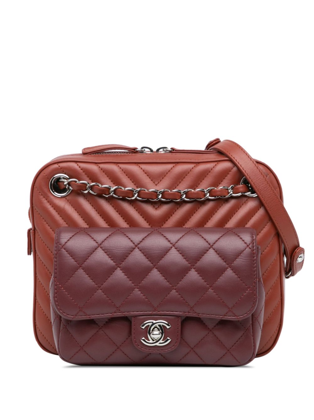 CHANEL Pre-Owned 2018-2019 Paris Hamburg Small Quilted Calfskin Double Camera crossbody bag - Red von CHANEL Pre-Owned