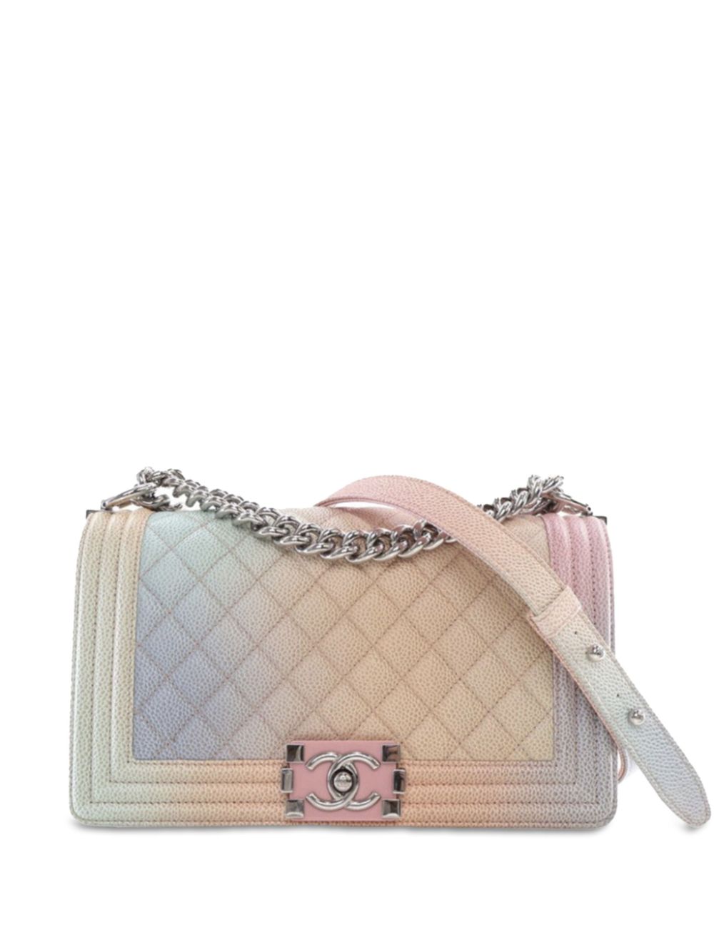 CHANEL Pre-Owned 2018 Medium Quilted Caviar Rainbow Boy Flap crossbody bag - Multicolour von CHANEL Pre-Owned