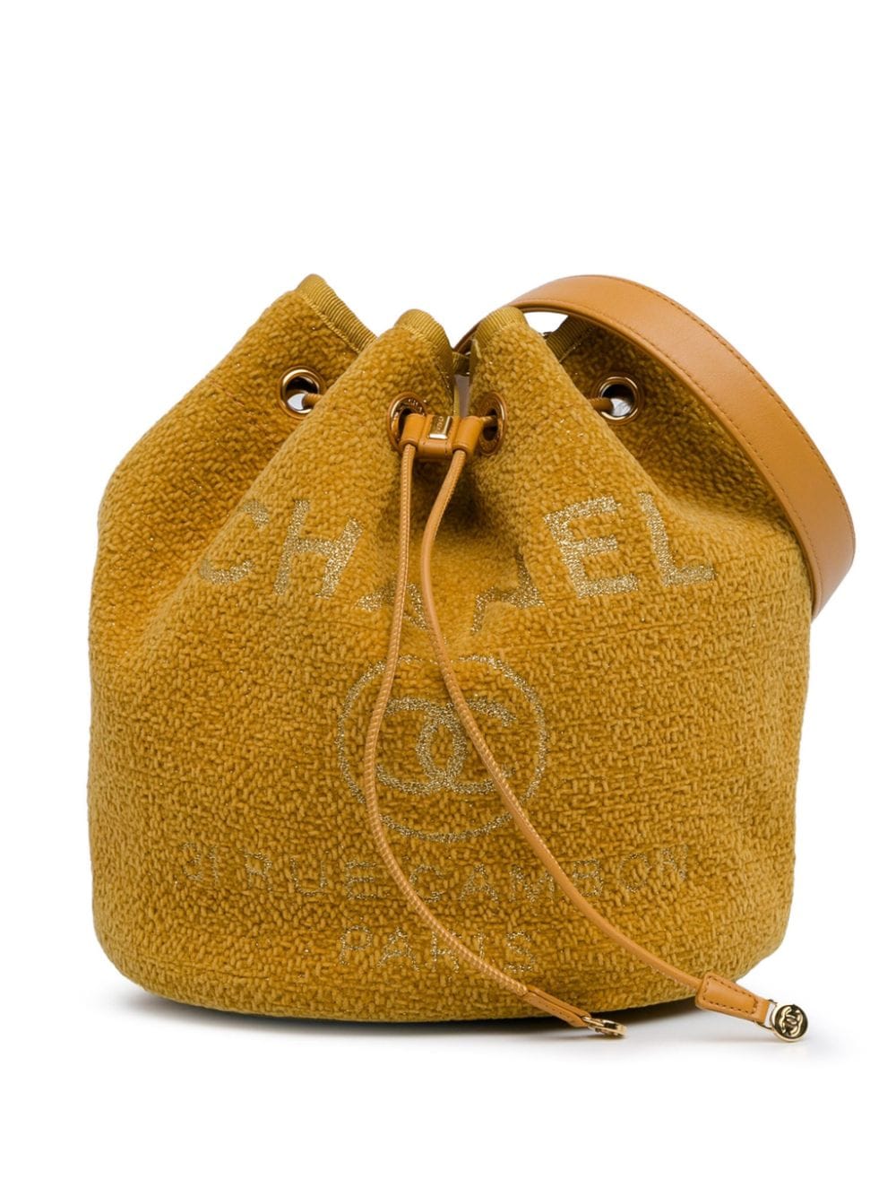 CHANEL Pre-Owned 2019 Boucle Deauville Drawstring bucket bag - Yellow von CHANEL Pre-Owned