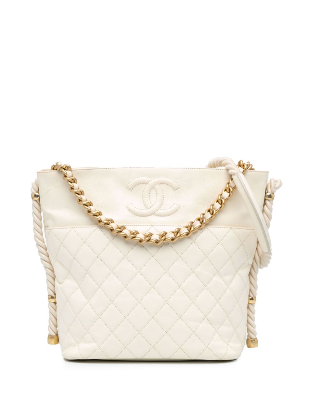 CHANEL Pre-Owned 2019 Crumpled Calfskin En Vogue Rope satchel - White von CHANEL Pre-Owned