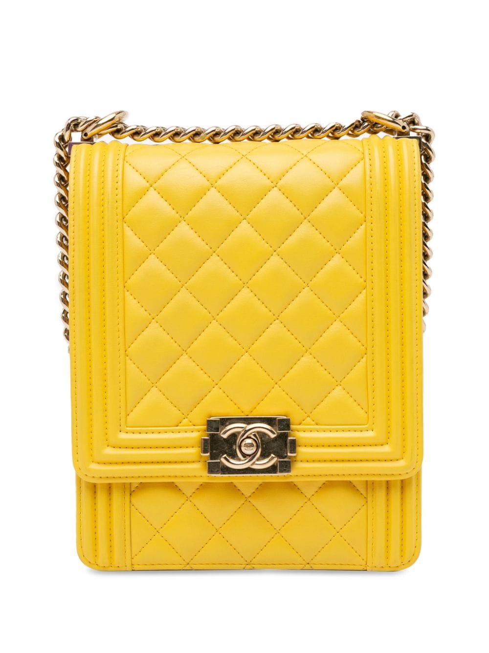 CHANEL Pre-Owned 2019 Lambskin North South Boy Flap crossbody bag - Yellow von CHANEL Pre-Owned