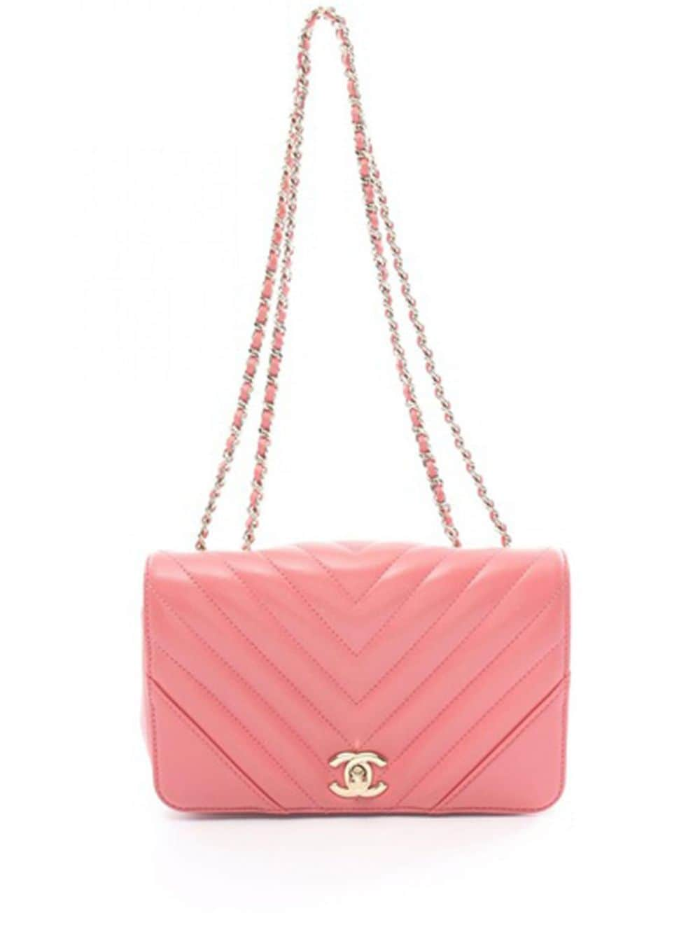 CHANEL Pre-Owned 2019 Mini Chevron Calfskin Statement Flap crossbody bag - Pink von CHANEL Pre-Owned