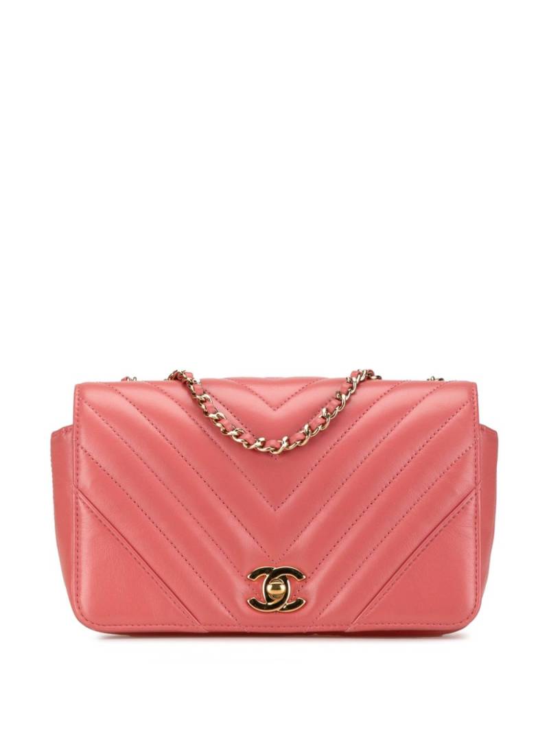 CHANEL Pre-Owned 2019 Mini Chevron Calfskin Statement Flap crossbody bag - Pink von CHANEL Pre-Owned