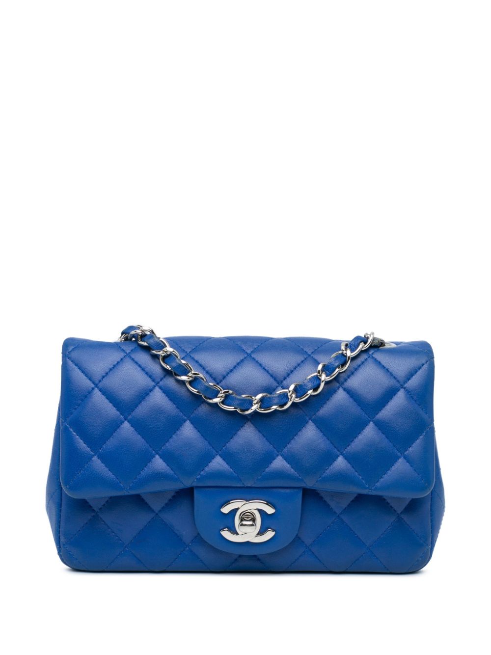 CHANEL Pre-Owned 2019 Mini Rectangular Classic Lambskin Single Flap crossbody bag - Blue von CHANEL Pre-Owned