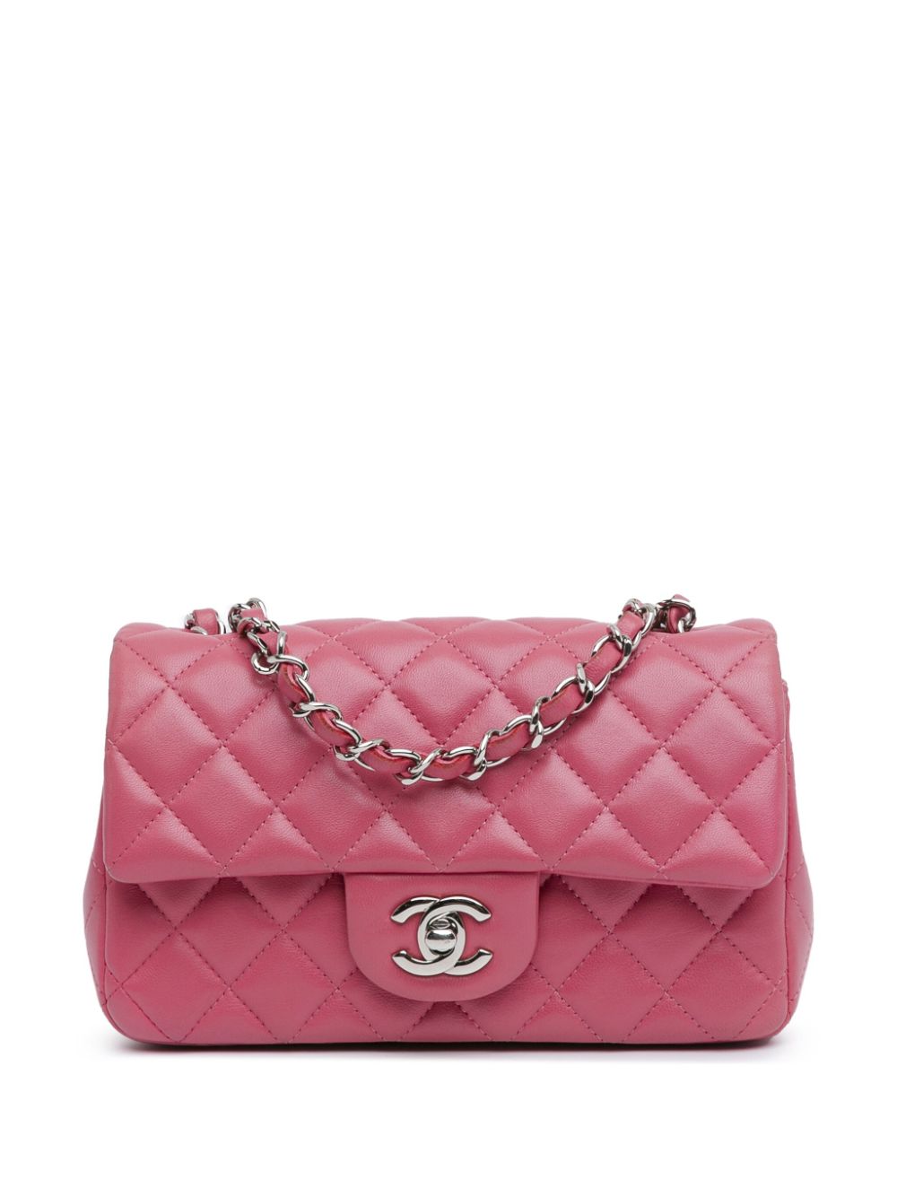 CHANEL Pre-Owned 2019 Mini Rectangular Classic Lambskin Single Flap crossbody bag - Pink von CHANEL Pre-Owned