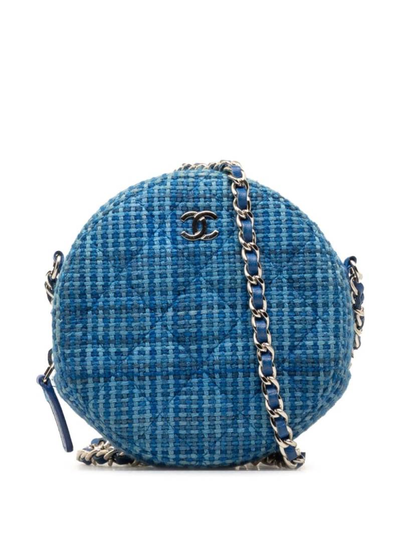 CHANEL Pre-Owned 2019 Quilted Tweed Round Clutch With Chain crossbody bag - Blue von CHANEL Pre-Owned