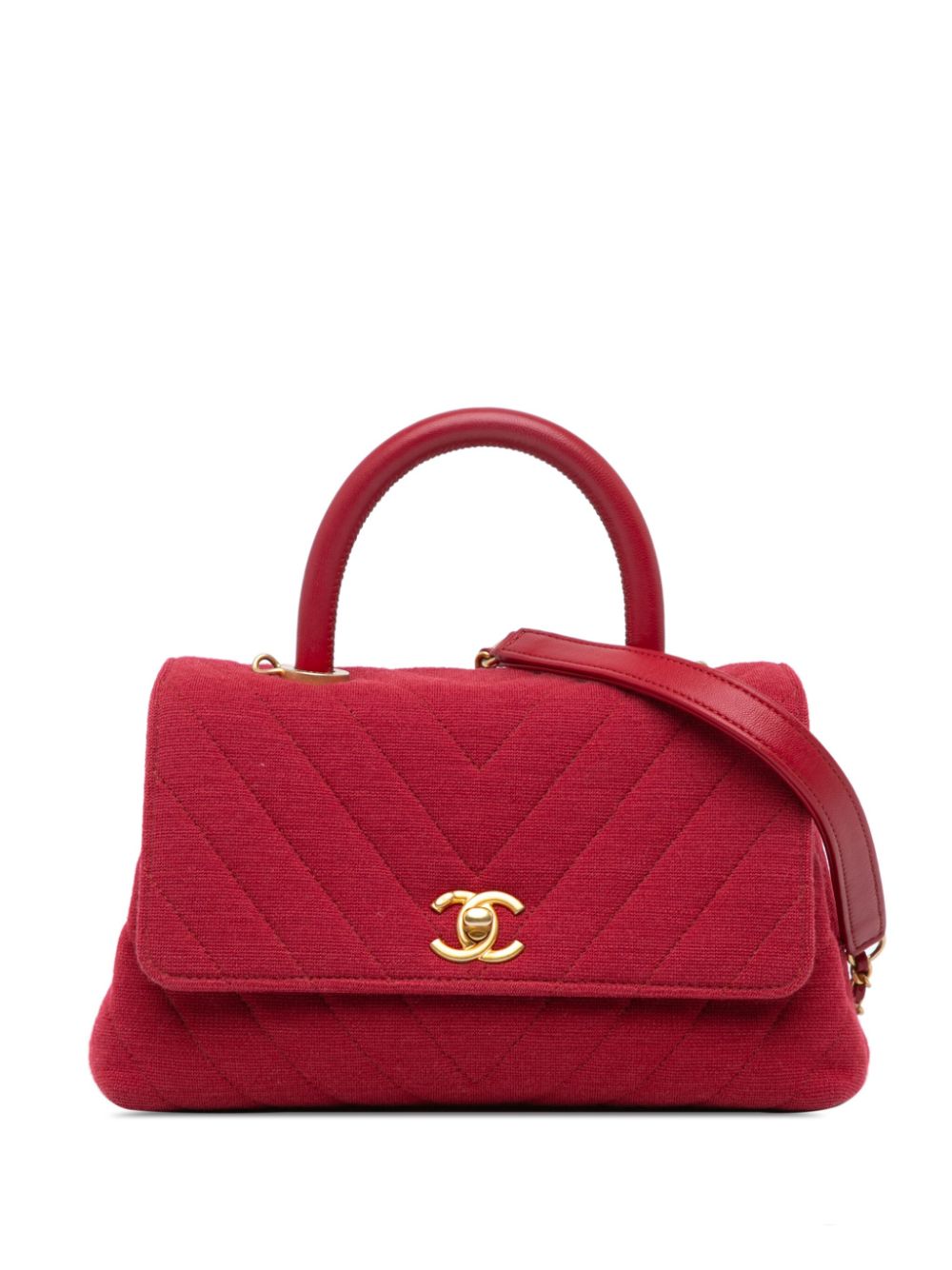 CHANEL Pre-Owned 2019 Small Chevron Jersey Coco Top Handle satchel - Red von CHANEL Pre-Owned