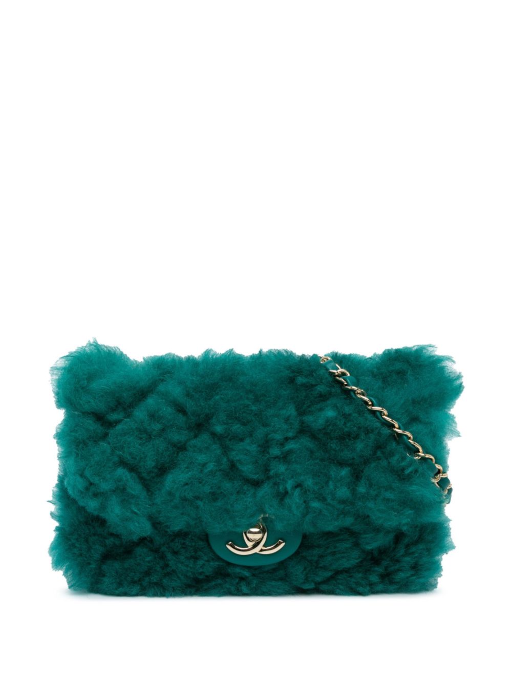 CHANEL Pre-Owned 2019 Small Shearling Single Flap crossbody bag - Green von CHANEL Pre-Owned