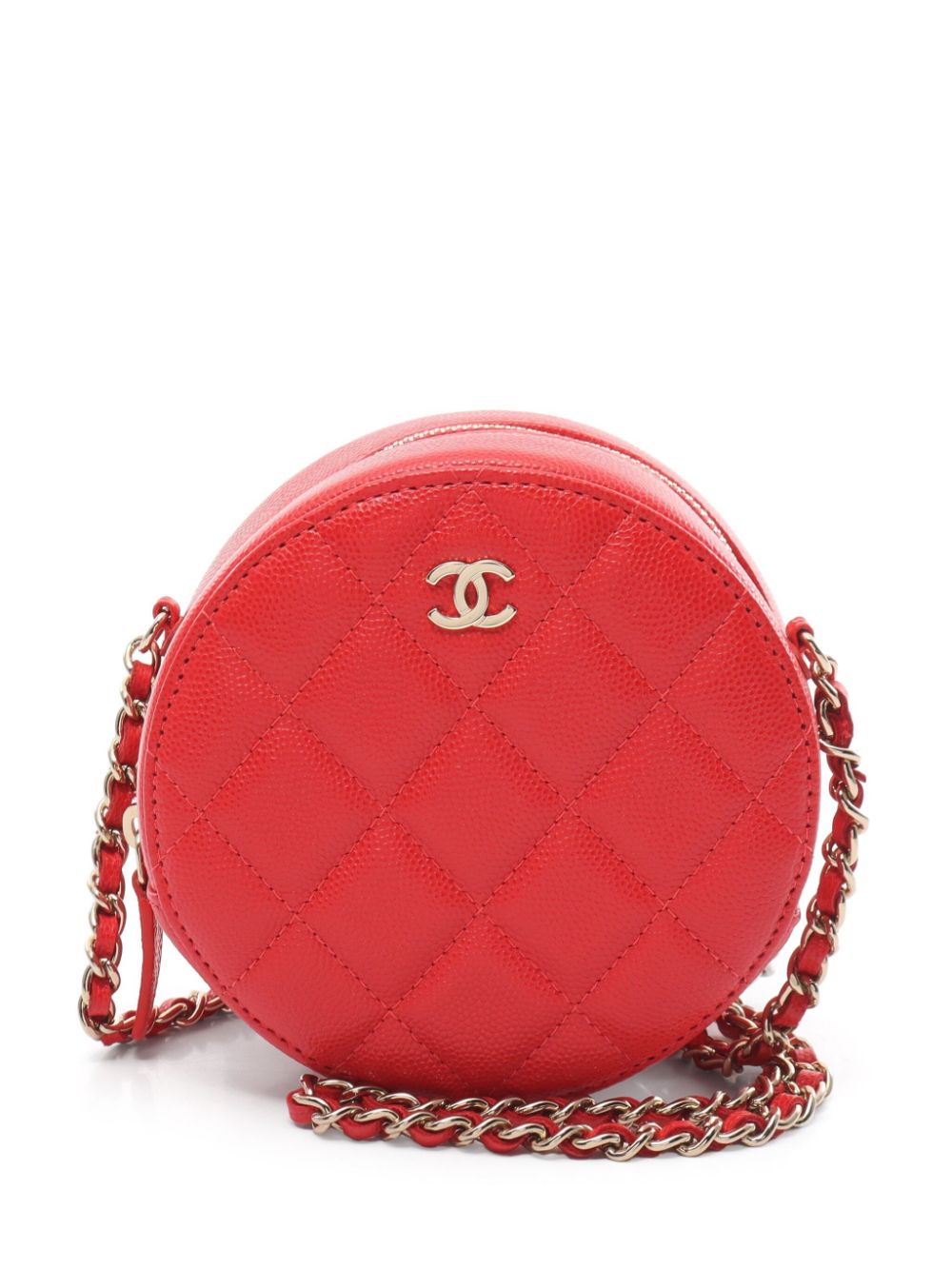 CHANEL Pre-Owned 2019 mini CC plaque round crossbody bag - Red von CHANEL Pre-Owned