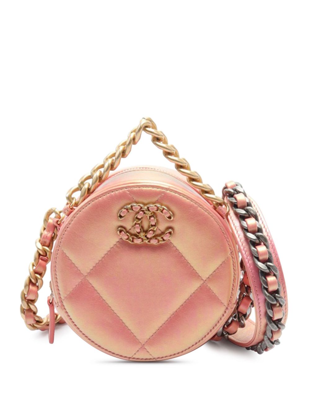 CHANEL Pre-Owned 2020 Iridescent Lambskin 19 Round Clutch with Chain satchel - Pink von CHANEL Pre-Owned