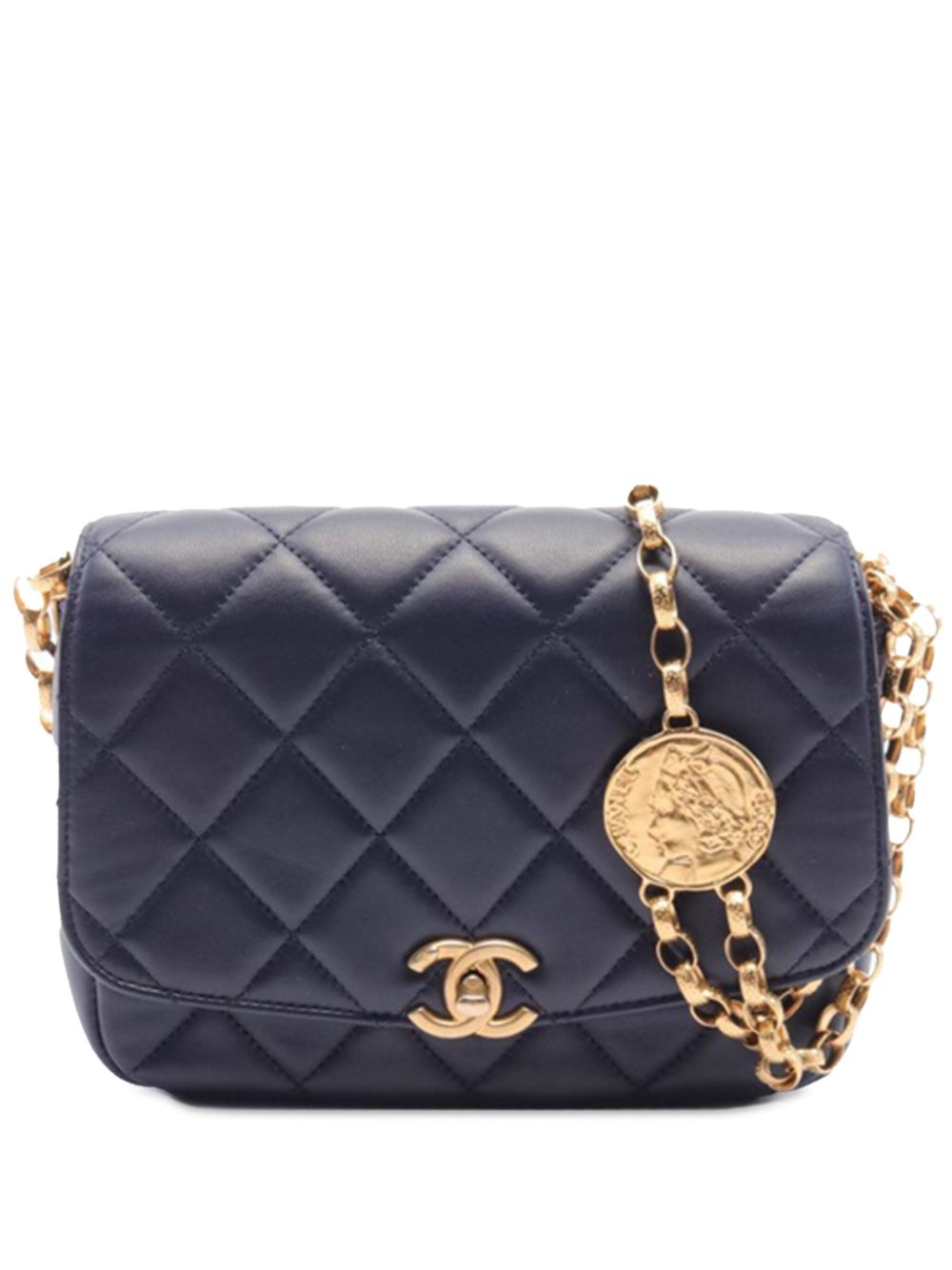 CHANEL Pre-Owned 2020 Lambskin CC Coin Flap crossbody bag - Blue von CHANEL Pre-Owned