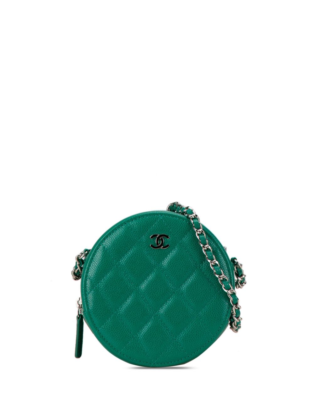 CHANEL Pre-Owned 2020 Quilted Caviar Round Clutch With Chain crossbody bag - Green von CHANEL Pre-Owned