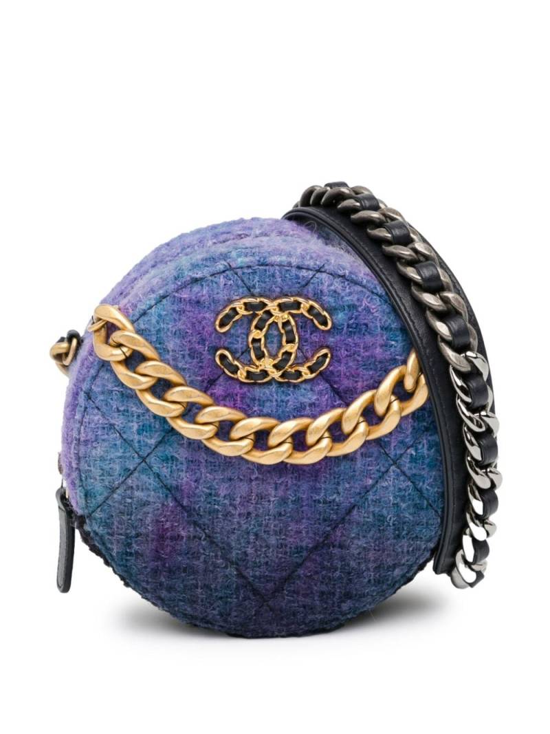 CHANEL Pre-Owned 2020 Tweed 19 Round Clutch with Chain satchel - Blue von CHANEL Pre-Owned