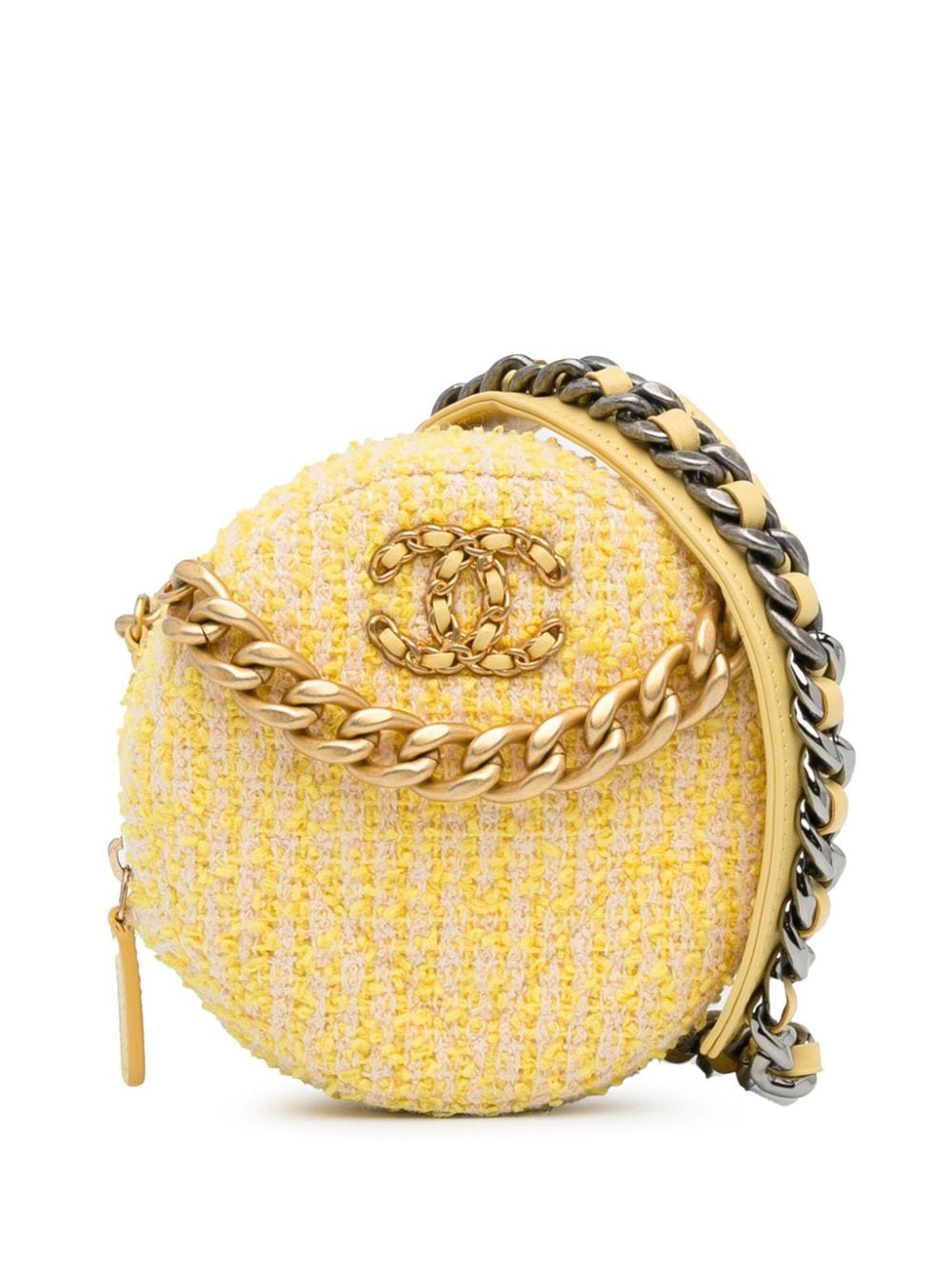 CHANEL Pre-Owned 2020 Tweed 19 Round Clutch with Chain satchel - Yellow von CHANEL Pre-Owned