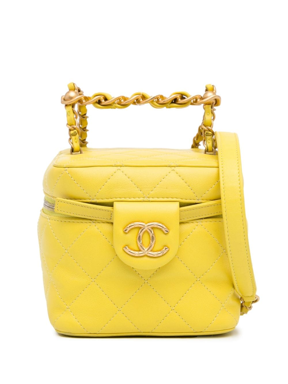 CHANEL Pre-Owned 2021-2023 CC Quilted Lambskin Case vanity bag - Yellow von CHANEL Pre-Owned