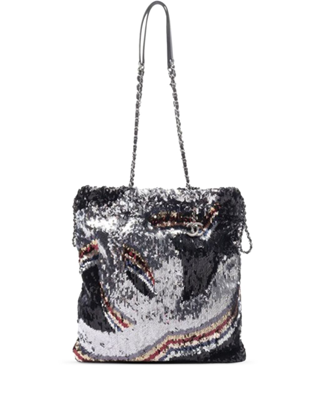 CHANEL Pre-Owned 2021-2023 CC Sequin Drawstring tote bag - Silver von CHANEL Pre-Owned