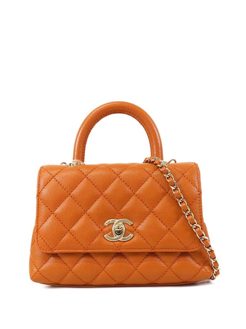 CHANEL Pre-Owned 2021-2023 Extra Mini Caviar Coco Top Handle satchel - Orange von CHANEL Pre-Owned