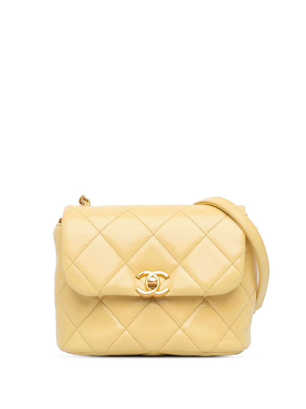 CHANEL Pre-Owned 2021-2023 Mini CC Quilted Caviar Flap crossbody bag - Yellow von CHANEL Pre-Owned