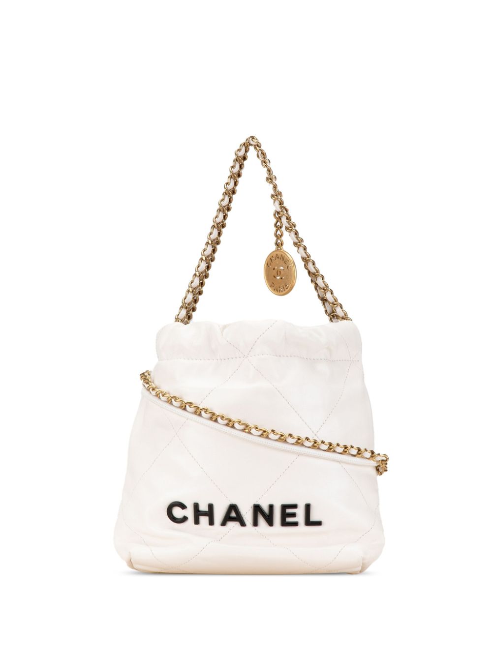 CHANEL Pre-Owned 2021-2023 Mini Shiny Calfskin 22 Hobo satchel - White von CHANEL Pre-Owned