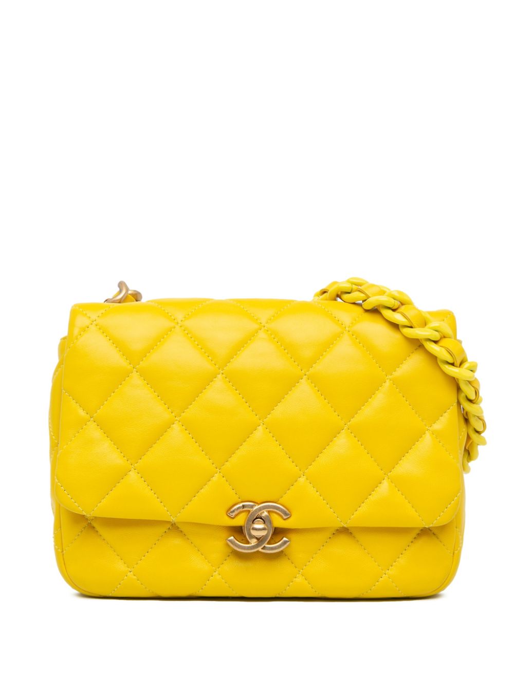 CHANEL Pre-Owned 2021-2023 Small Quilted Lambskin Candy Chain Flap crossbody bag - Yellow von CHANEL Pre-Owned