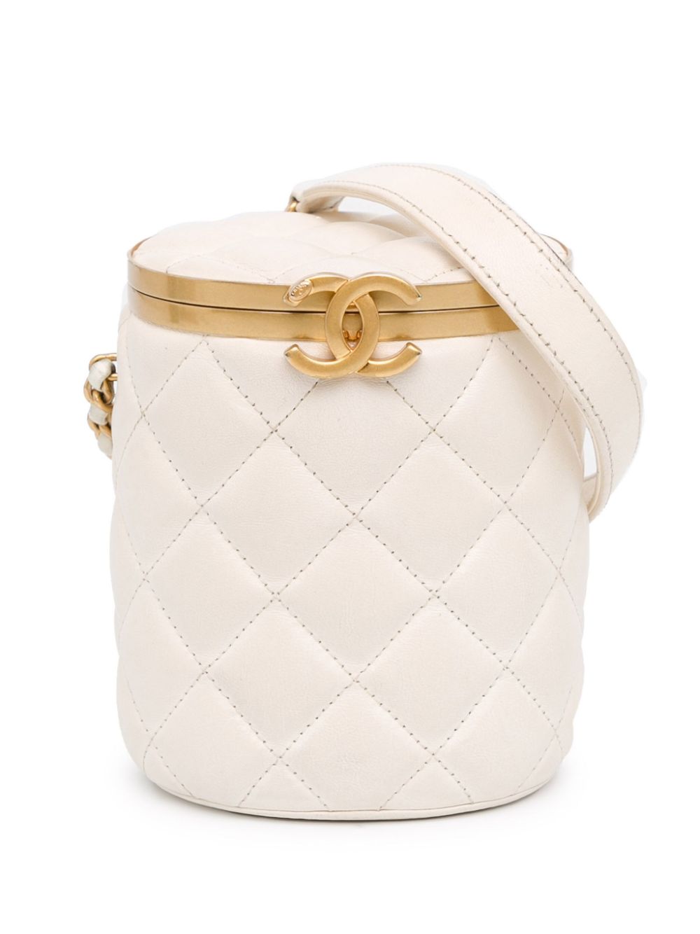 CHANEL Pre-Owned 2021-2023 Small Quilted Lambskin Crown Box crossbody bag - White von CHANEL Pre-Owned