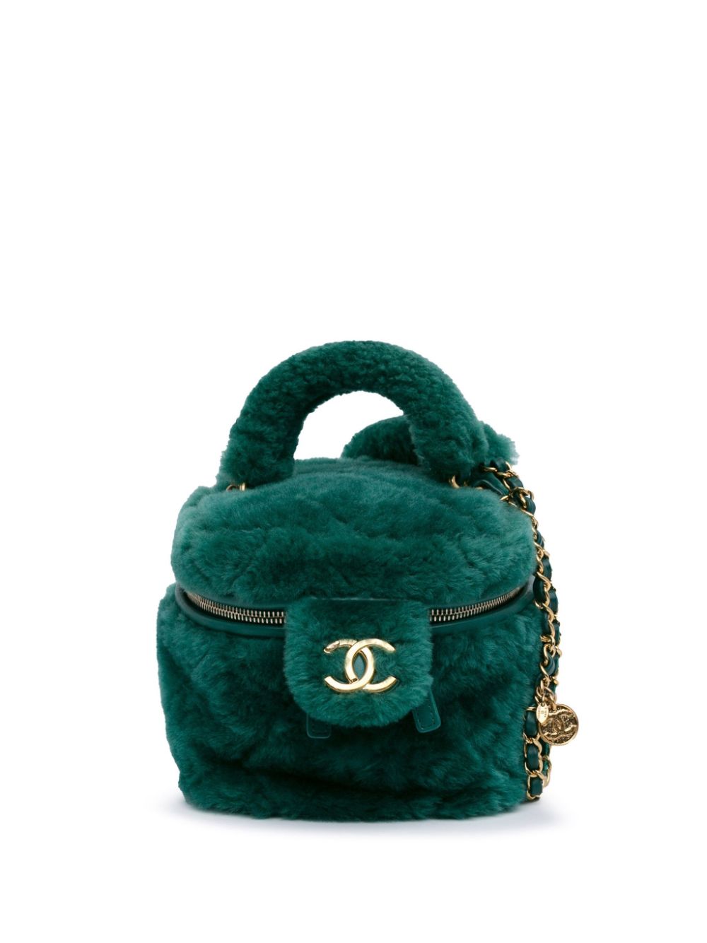 CHANEL Pre-Owned 2021-2023 Small Quilted Shearling Vanity Case satchel - Green von CHANEL Pre-Owned