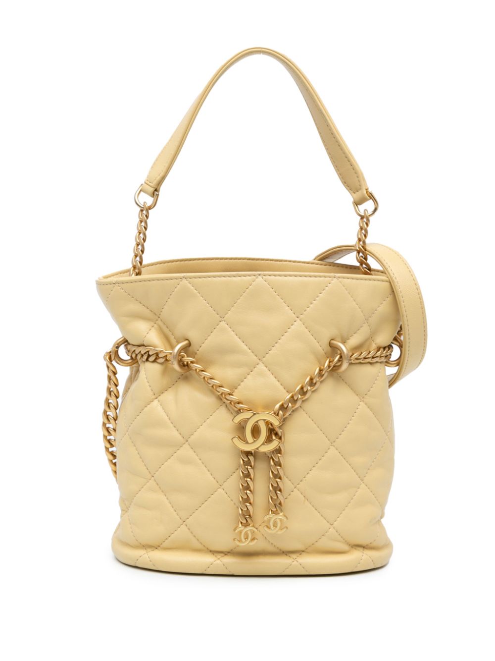 CHANEL Pre-Owned 2021-2024 Mini Lambskin Pending CC bucket bag - Yellow von CHANEL Pre-Owned