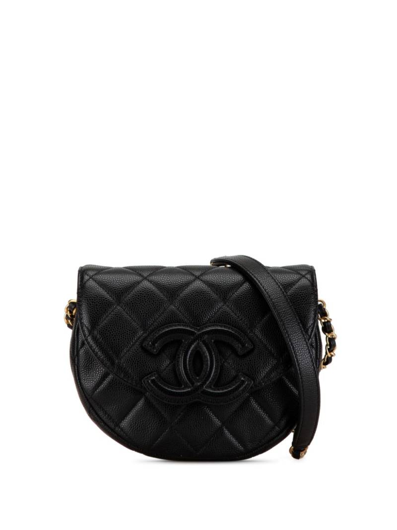 CHANEL Pre-Owned 2021-2024 Small CC Quilted Caviar Chain Flap crossbody bag - Black von CHANEL Pre-Owned