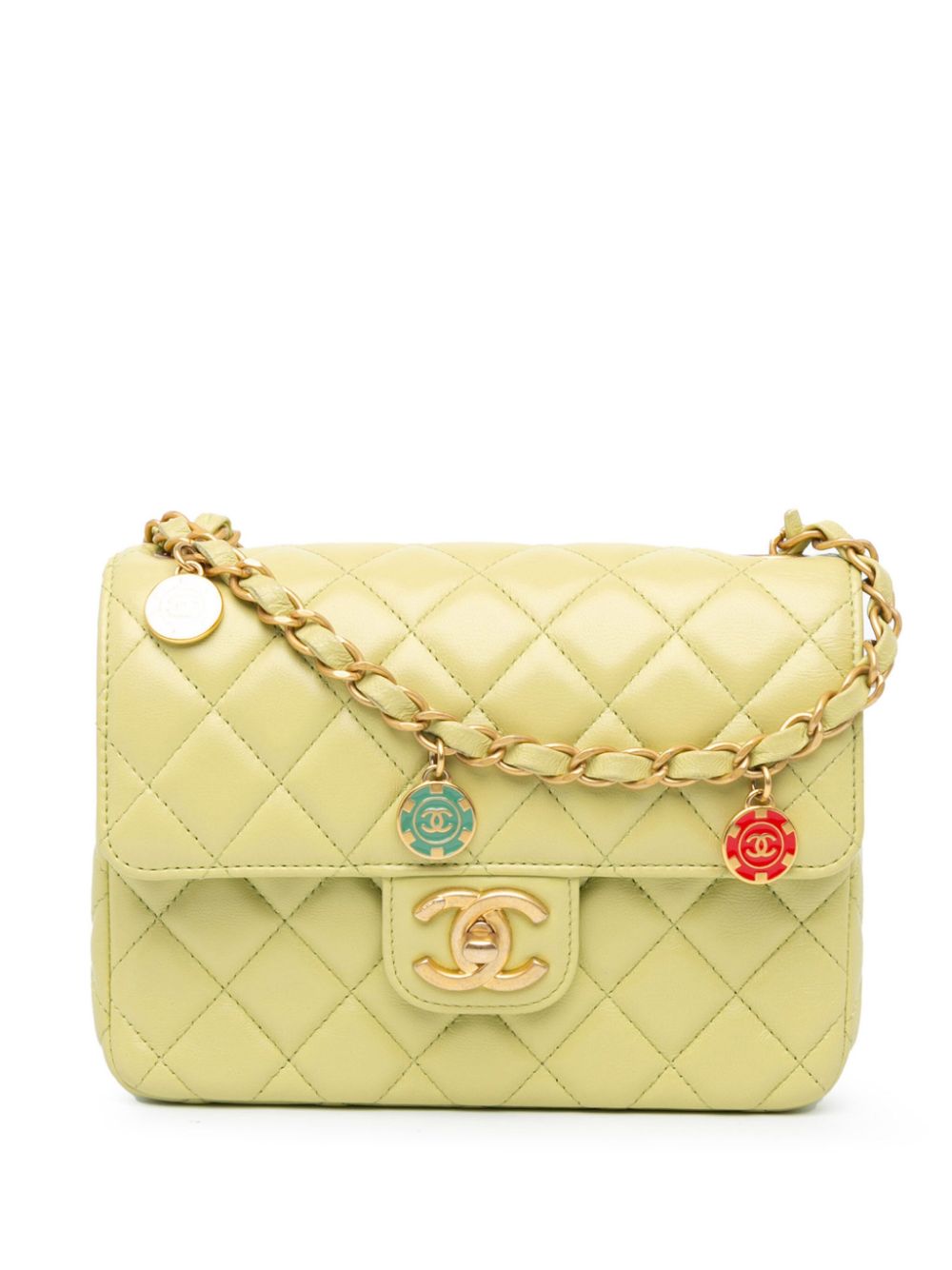 CHANEL Pre-Owned 2021-2024 Small Classic Lambskin Casino Royale Charms Single Flap crossbody bag - Green von CHANEL Pre-Owned