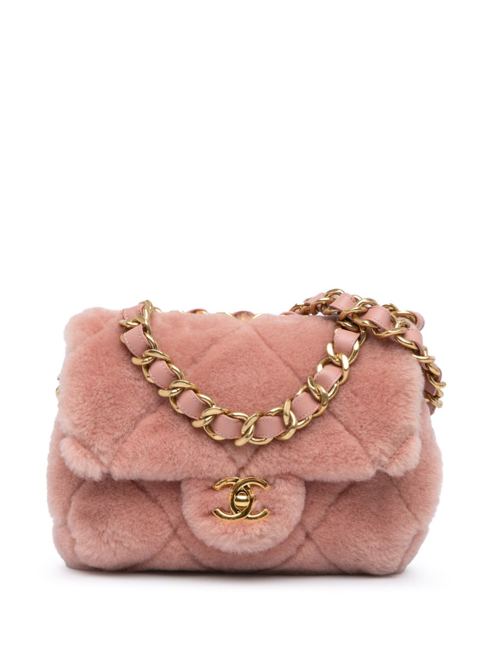 CHANEL Pre-Owned 2021-2024 Small Quilted Shearling Bar Chain Handle Flap satchel - Pink von CHANEL Pre-Owned