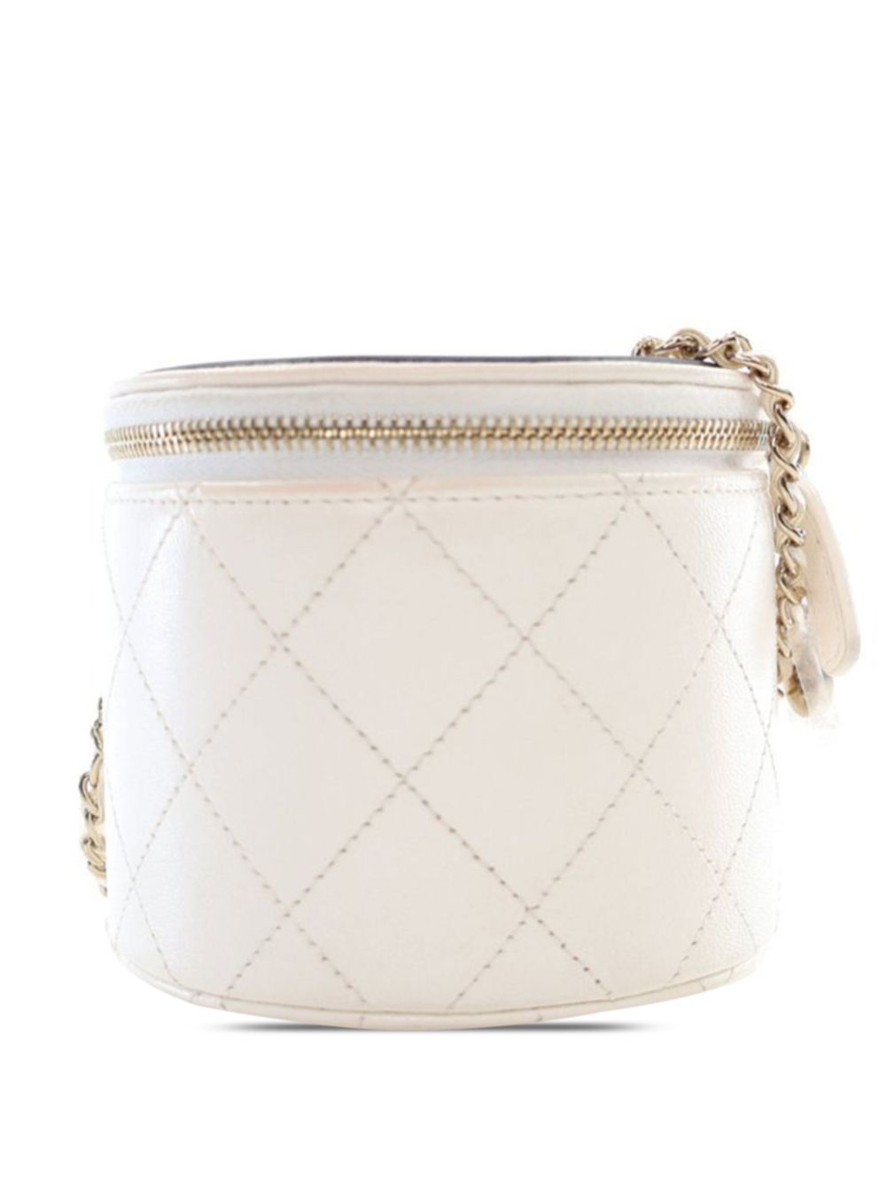 CHANEL Pre-Owned 2021 CC Lambskin Round Vanity Case crossbody bag - White von CHANEL Pre-Owned