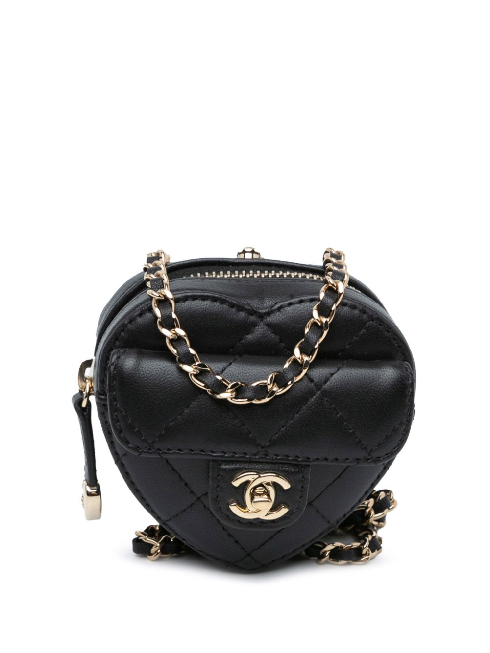 CHANEL Pre-Owned 2021 Lambskin CC in Love Heart Necklace crossbody bag - Black von CHANEL Pre-Owned