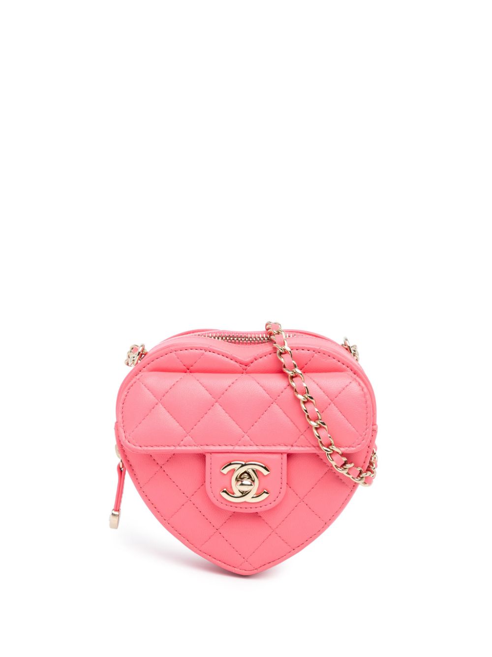 CHANEL Pre-Owned 2021 Mini Lambskin CC in Love Heart crossbody bag - Pink von CHANEL Pre-Owned