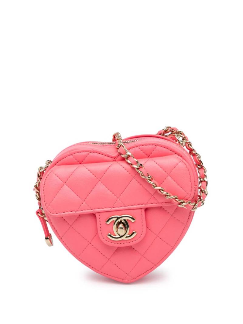 CHANEL Pre-Owned 2021 Mini Lambskin CC in Love Heart crossbody bag - Pink von CHANEL Pre-Owned