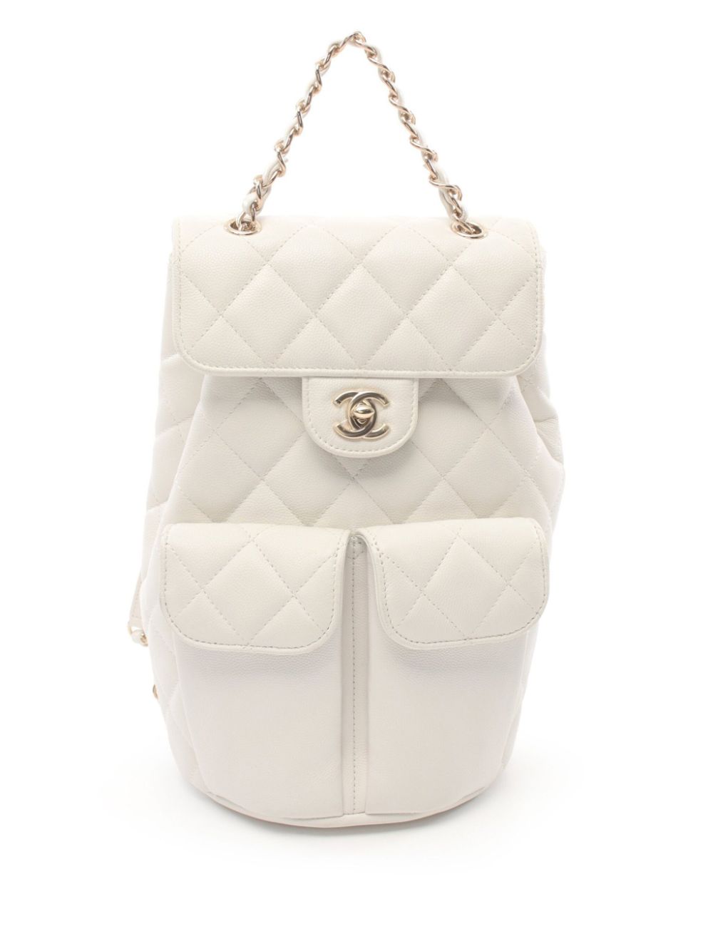 CHANEL Pre-Owned 2021 diamond-quilted backpack - White von CHANEL Pre-Owned