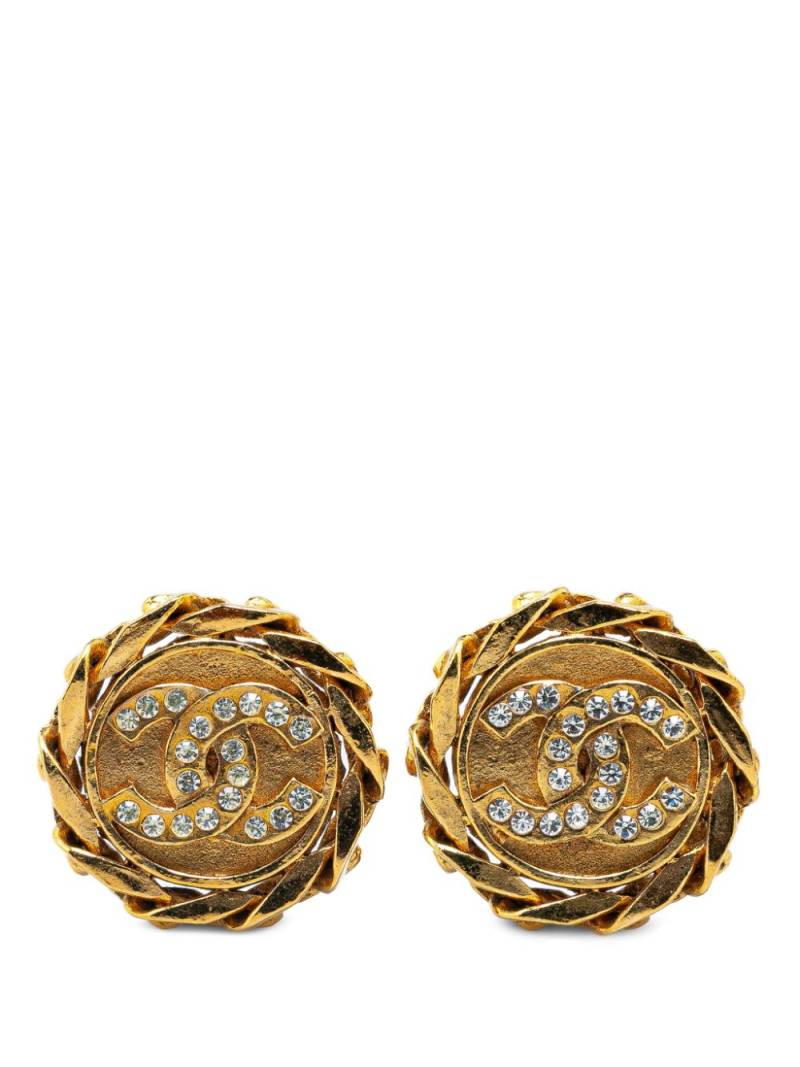 CHANEL Pre-Owned 20th Century Gold Plated CC Crystal Clip On costume earrings von CHANEL Pre-Owned