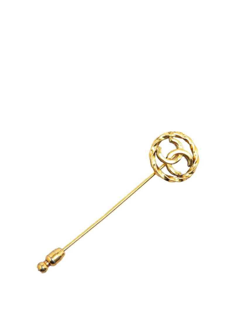 CHANEL Pre-Owned 20th Century Gold Plated CC Pin costume brooch von CHANEL Pre-Owned