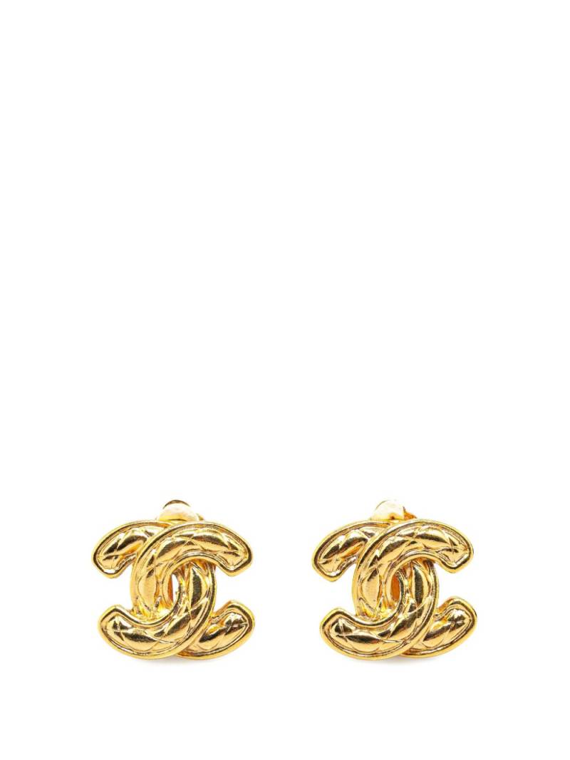 CHANEL Pre-Owned 20th Century Gold Plated CC Quilted Clip On costume earrings von CHANEL Pre-Owned